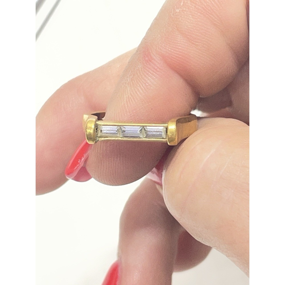 Avon Gold Tone Horse Bit 3 Baguette Bar Ring Sutton Square Collection Size 8